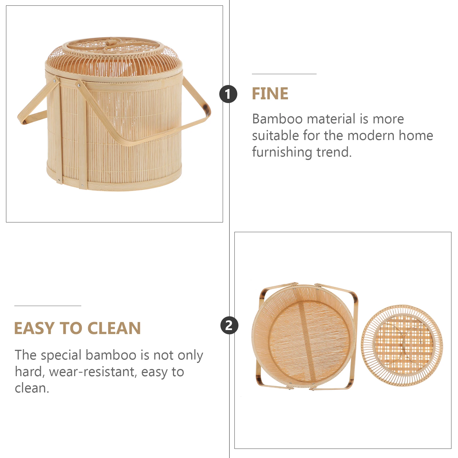 

Bamboo Basket Food Storage Egg Moon Cake Gift Folding Vintage Wooden Fruit Roomy