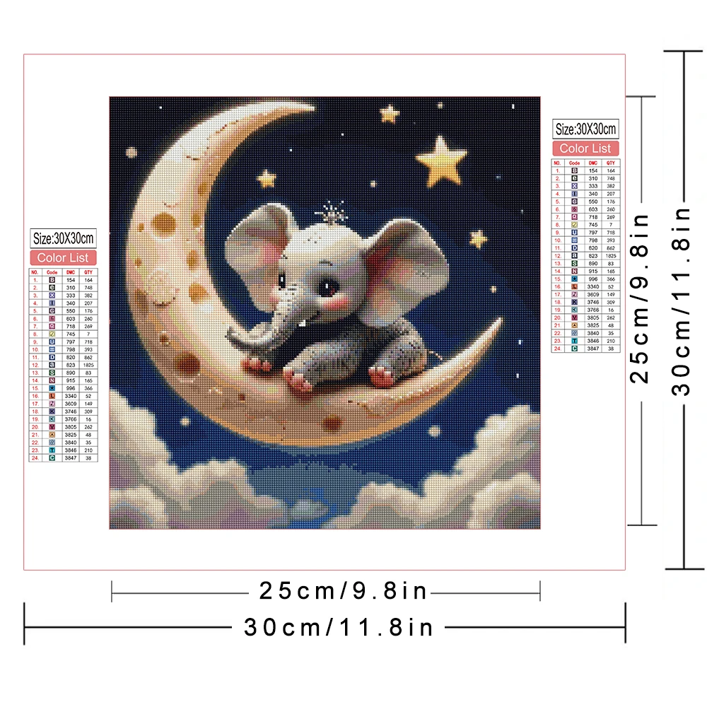 AZQSD Diamond Mosaic Moon Animal Cat Birds Diamond Painting Full Kits Elephant Wolf Full Square Round Drill Home Decor