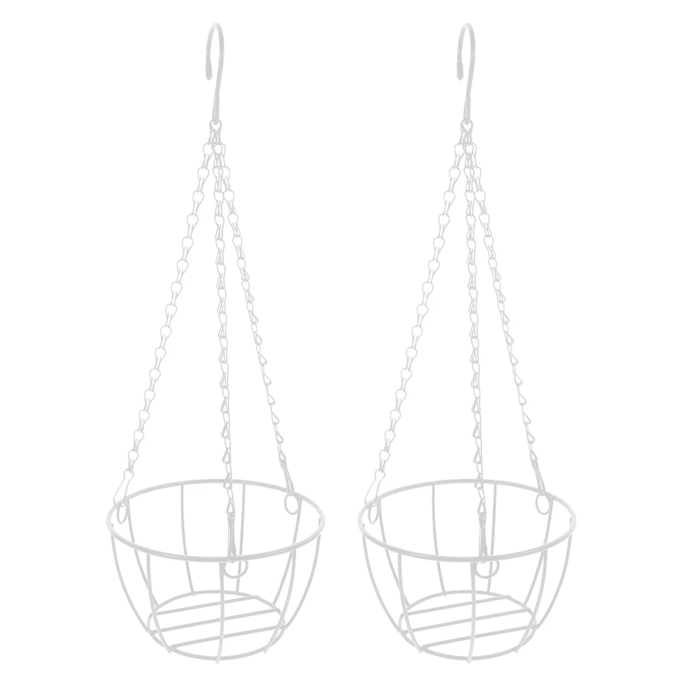 

2Pcs Hanging Basket Iron Flower Planter for Balcony Outdoor Pots Indoor Bracket Space Saving Metal Wire Garden Decor
