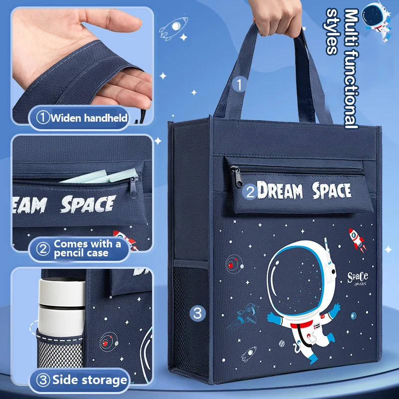 CHEN LIN Portable Canvas Information Bag Big Kid Tuition Bag Pencil Bag School Supplies Carry Storage Bag Cartoon Pencil Case