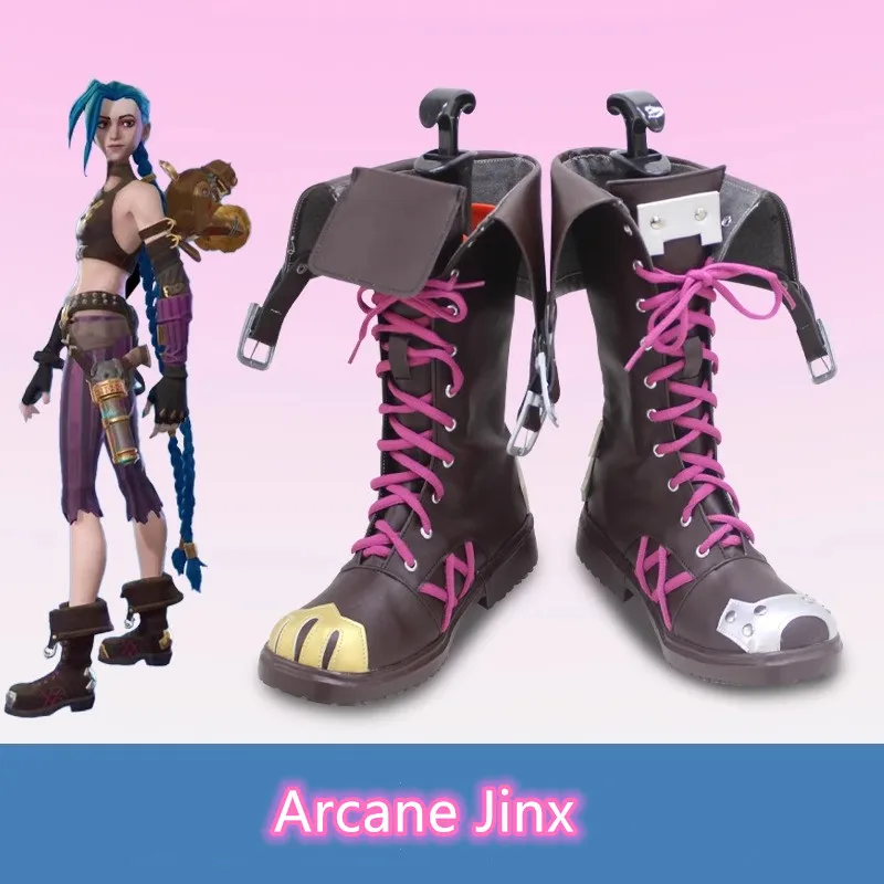 

Игры Arcane Jinx Косплей Костюм Обувь Сапоги из искусственной кожи ручной работы