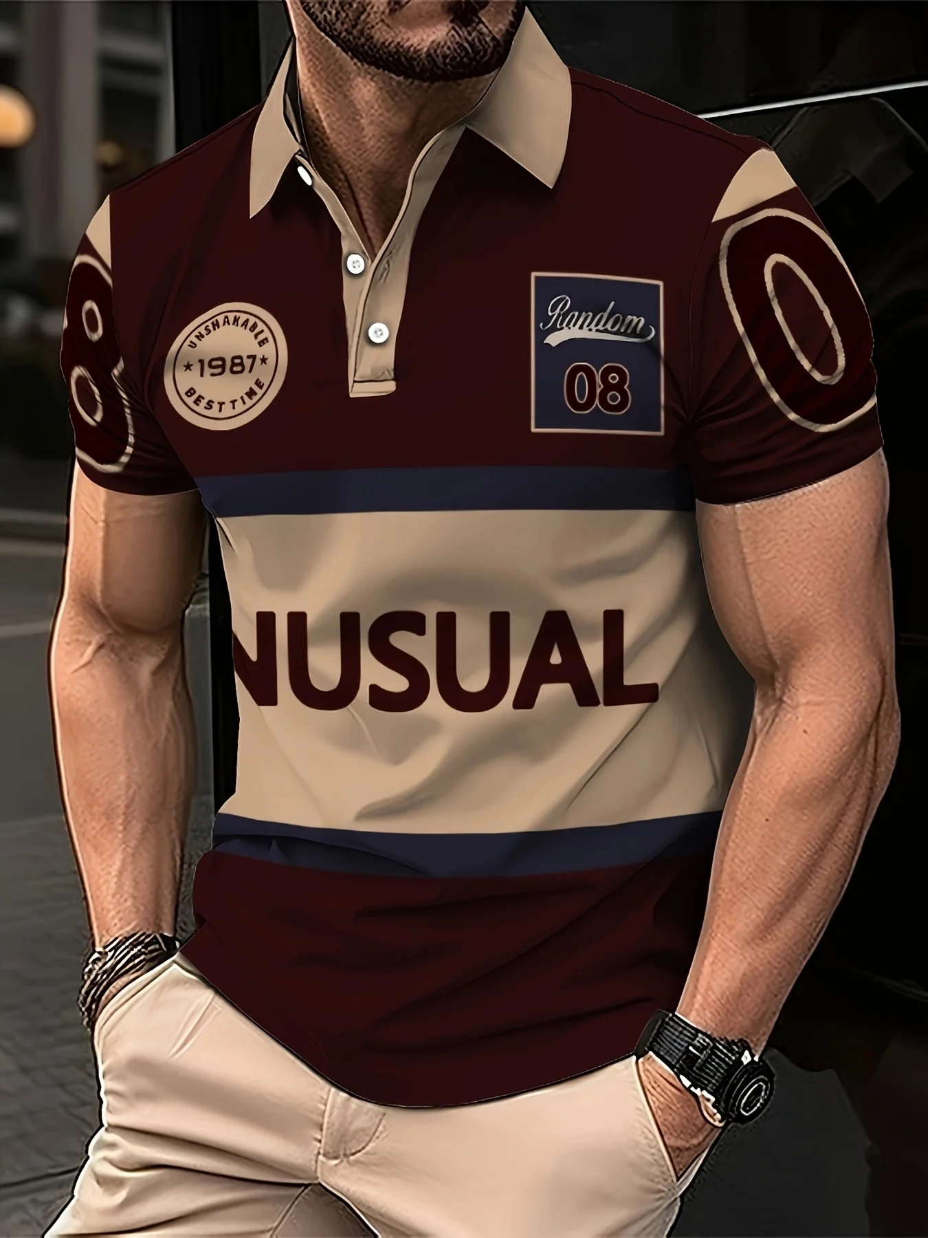 The New Men's Short-Sleeved POLO Shirt for Summer 2025 Is Casual Fashionable and Soft with 3D Letter Pattern Printing
