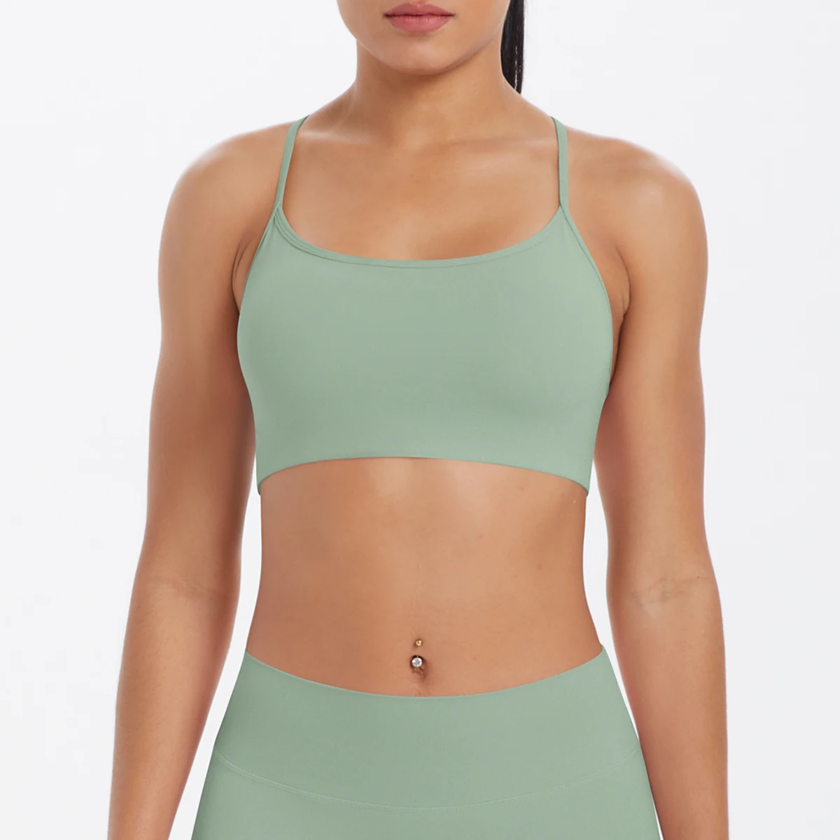 Tanktop für Damen, Yoga-BH, Yoga-Unterwäsche mit Brustpolster, einfarbig, schöner Rücken, Kreuz-BH, stoßfestes Workout-Top für Fitness und Laufen. – Detail 11