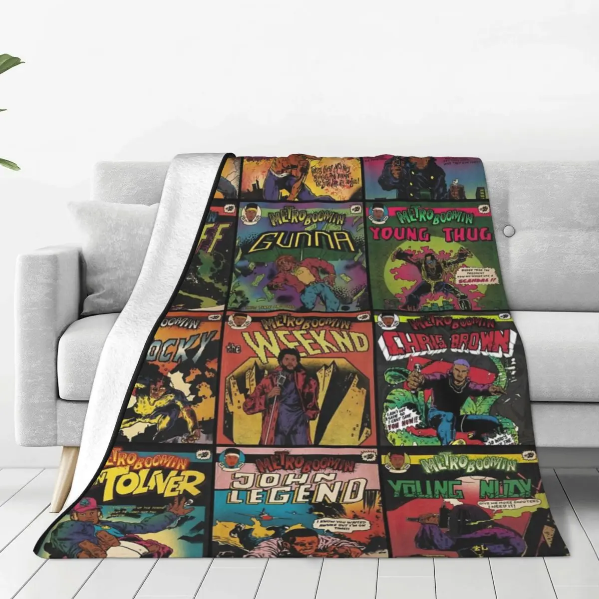 Comfortable Vintage Metro Boomin Collage Blanket Bed Decorative Rapper Hip Hop Throws And Blankets Super Warm Fleece for Outdoor