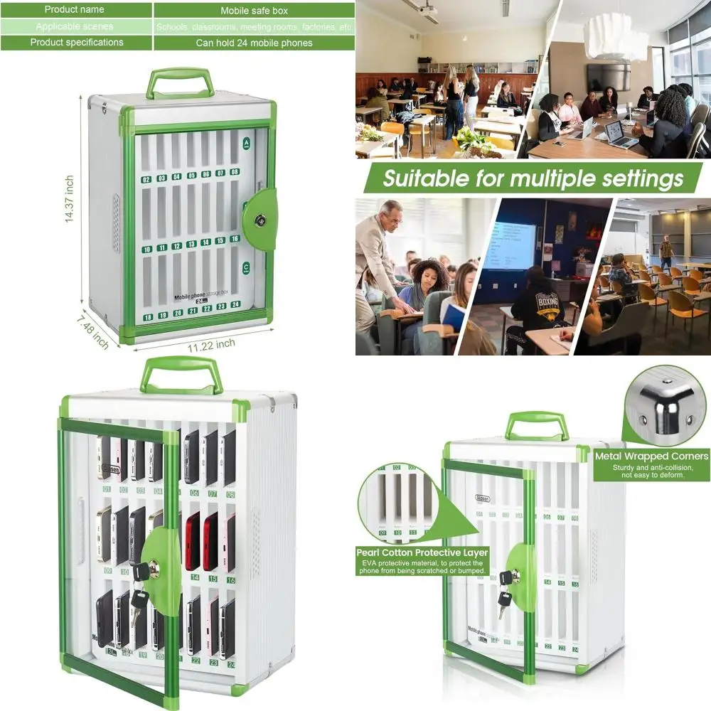 

Портативный настенный алюминиевый шкафчик для телефона с ключом для безопасного хранения в классе и офисах