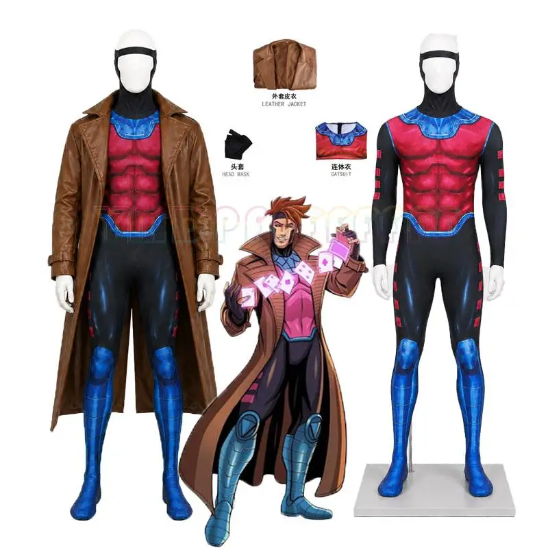 Anime-Verkleidungs-Kostüm, Kampf-Robe, Leder-Robe, Masken-Set, Halloween- und Karnevalskostüm, Superhelden-Kostüm, Herrenbekleidung für Erwachsene