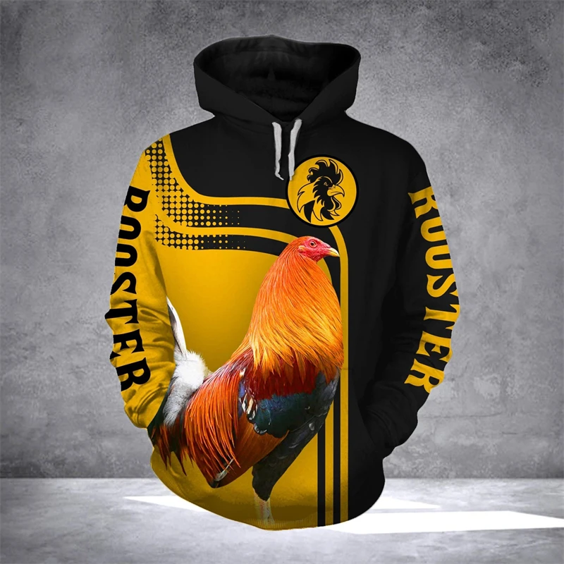 Fashion Y2k Man's Hoodie 3D Print Animals Rooster Spring Autumn Graphic Pullover New Fashion Oversized Tracksuit  Casual Hoodies