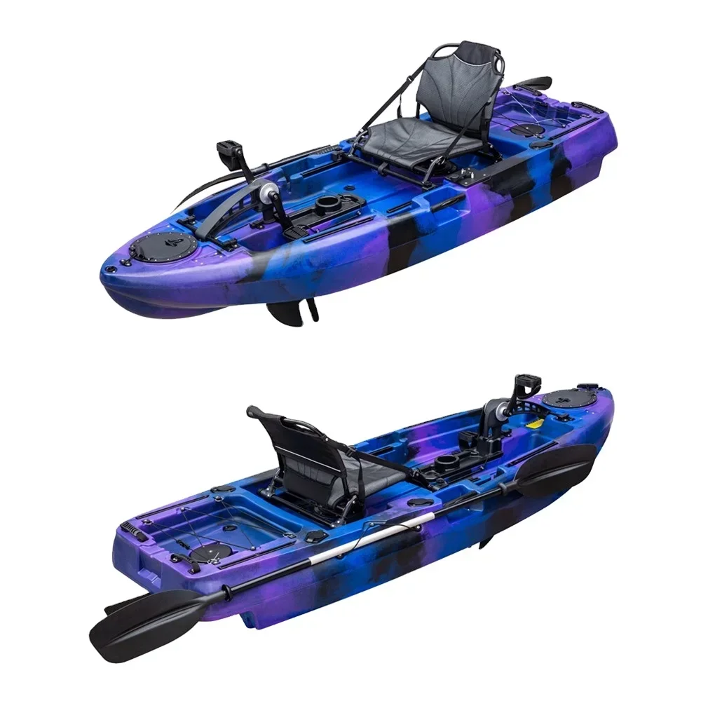 8.2ft 2.5m PE Kayaks,Smallest Pedal Single Luya Plastic Fishing Boat Canoe,Pedal Boat Penguin-style Foot Power