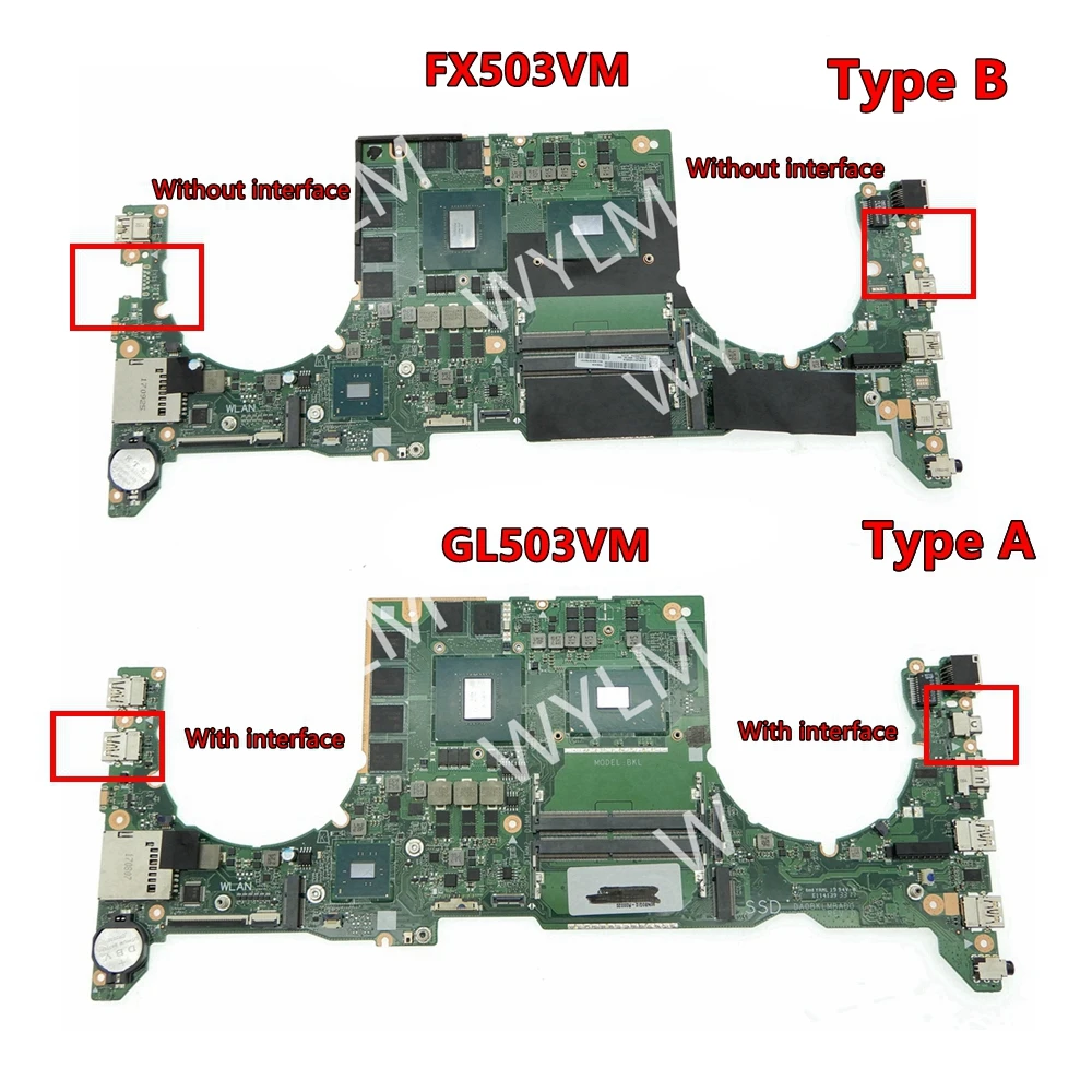 Imagem -02 - Placa-mãe do Portátil para Asus Gl503vm i5 I77th Cpu Gtx1060 Gpu S5am Fx503v Fx503vm Gl503vm Gl503vmf Dabklmb1aa0