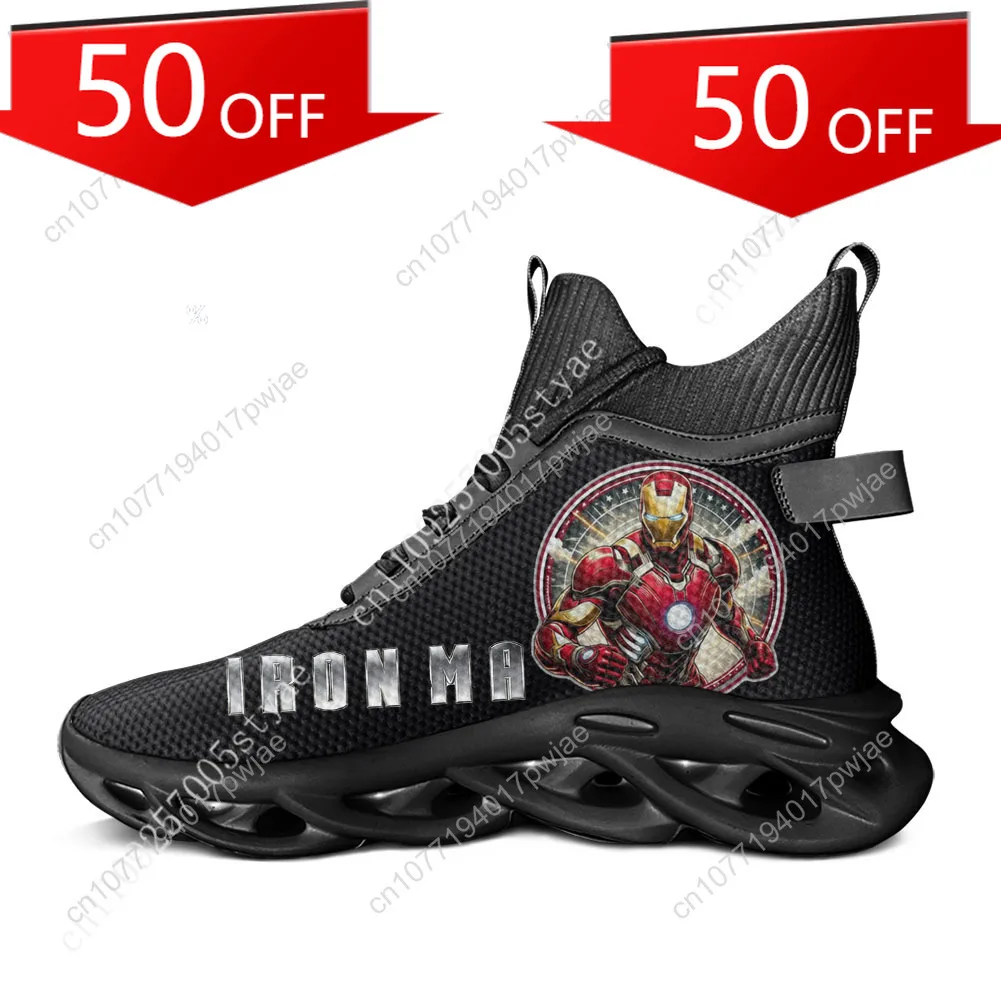

Кроссовки Marvel Iron Man High-Top для мужчин и женщин, легкие, для активного отдыха, повседневные, для бега, на заказ