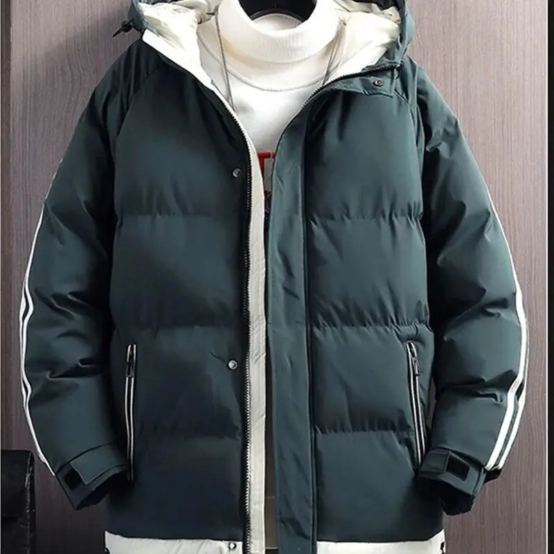 

Men's Hooded down Jaet 2023 Autumn Winter Thiened Warm Long Sle Youth Faion Baseball Collar Other Fill Material