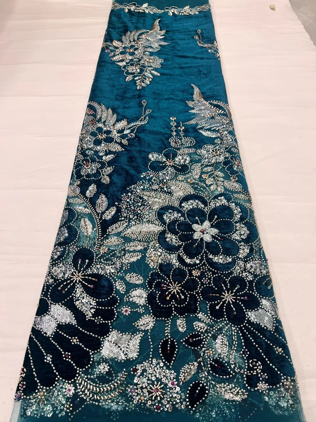 5 Yards Luxury Velvet Beaded Lace Fabric High Quality Nigerian Fashion Sequins African Laces for Women 2026 AT2954