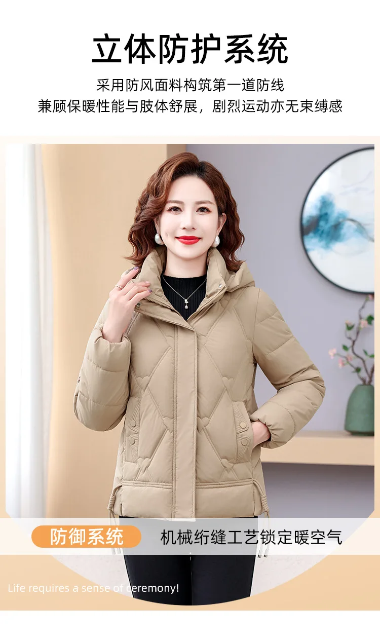 Winter Warm Thick Hooded Puffer Coat for Women L-4XL Windproof Russian Cold Weather Snow Jacket Middle Aged Mom Outerwear Cozy
