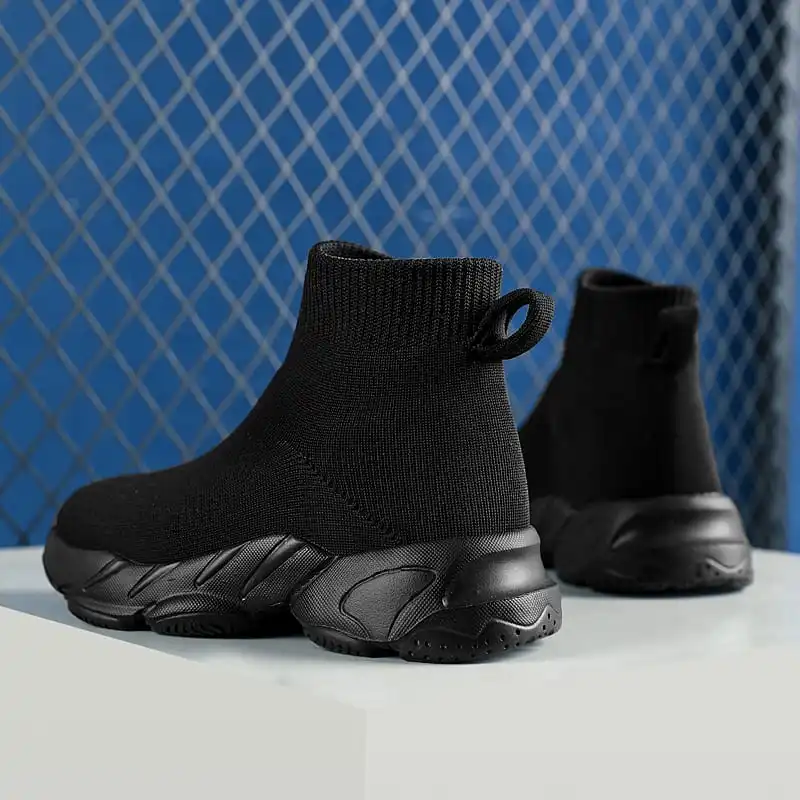 MWY Fashion Black Kids Boots Girls High Top Socks Shoes Kids Shoes Comfortable Ankle Boots Toddler Girls Shoes Children Boots