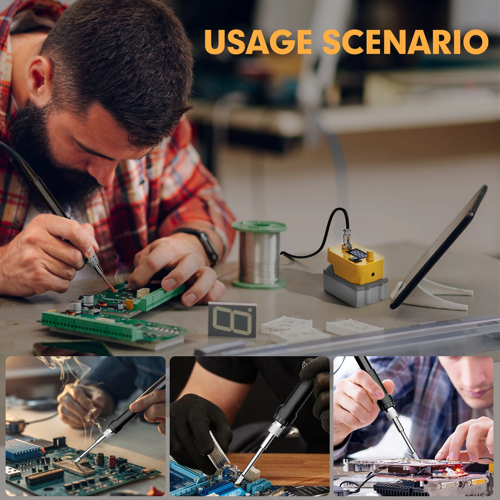 60W Electric Soldering Iron For DEWALT 18V Battery Adjustable Temperature Soldering Station For DIY Circuit Board Repair Tools