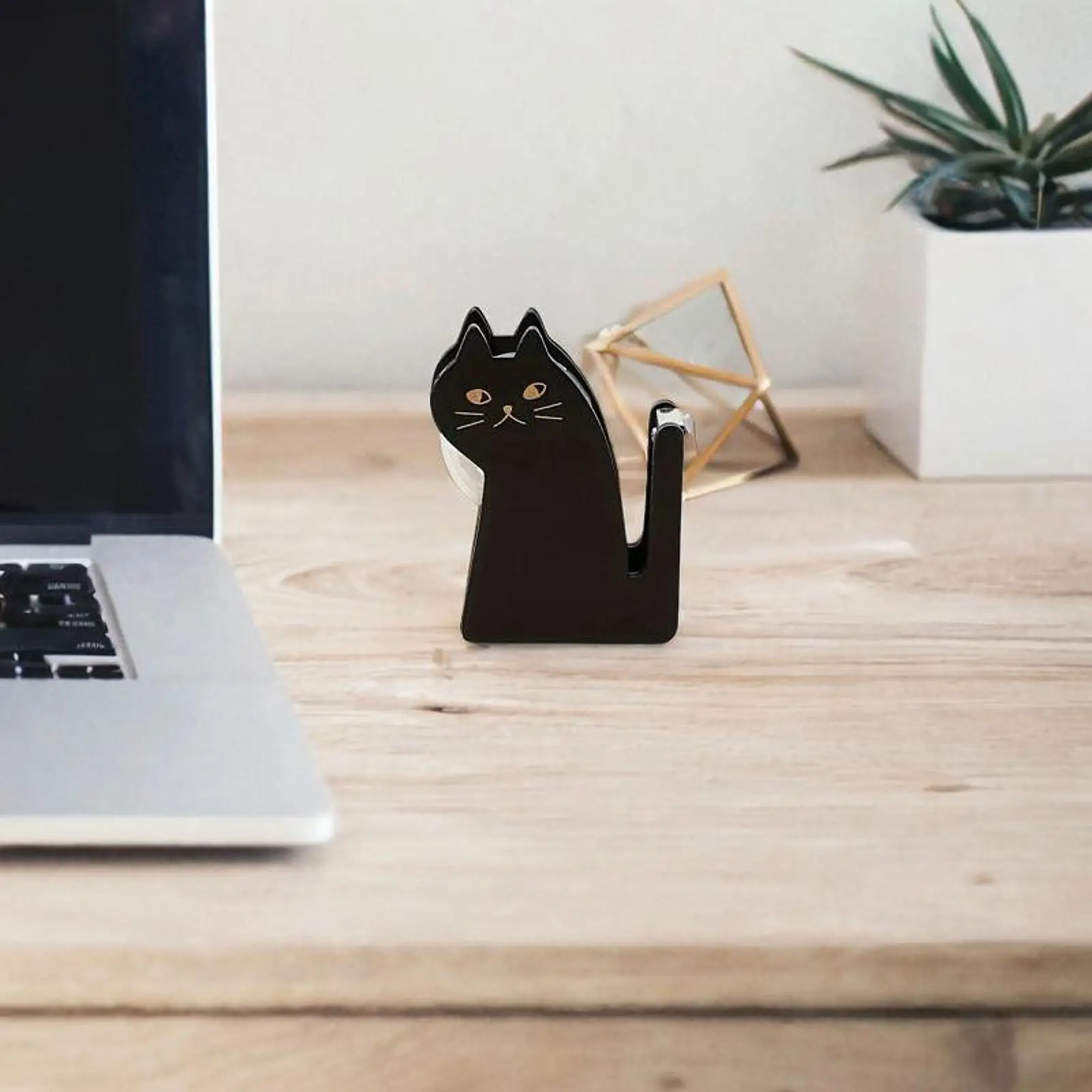 Деревянный диспенсер для ленты в форме черного кота, офисный настольный аксессуар, легкие и прочные канцелярские принадлежности, держатель для декоративной ленты