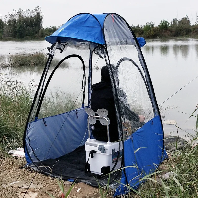 Outdoor rainstorm prevention, two person fishing, quarantine, epidemic prevention, small ice fishing stall, sun drying, wind pro