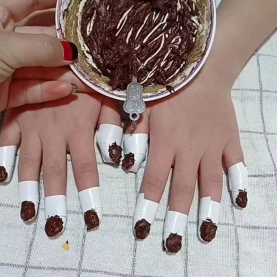 Natural Plant Henna Nail Dyeing Powder Wine Red Black  With Tools Nail Shine Powder Nail Art lasting Natural color 20g