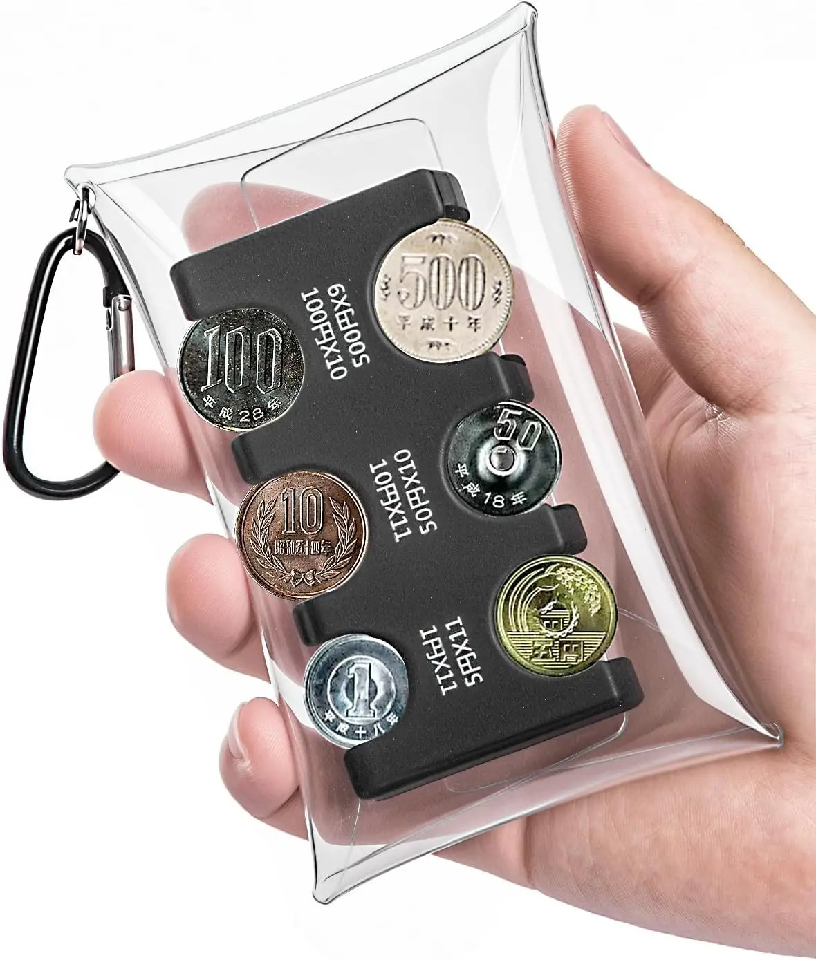 

Portable Coin Organizer, Portable Plastic Coin Holder, Multi-Slot Japanese & Korean Currency Storage, Money Management