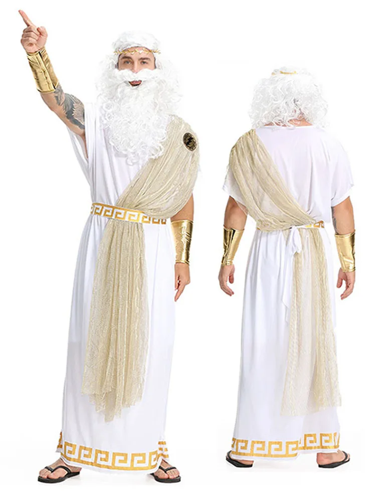 

Хэллоуин Мифологическая Тема Пар Зевс Костюм Сценическое Представление Король Богов Отец Наряд Женская Этническая Моя Полиэстер