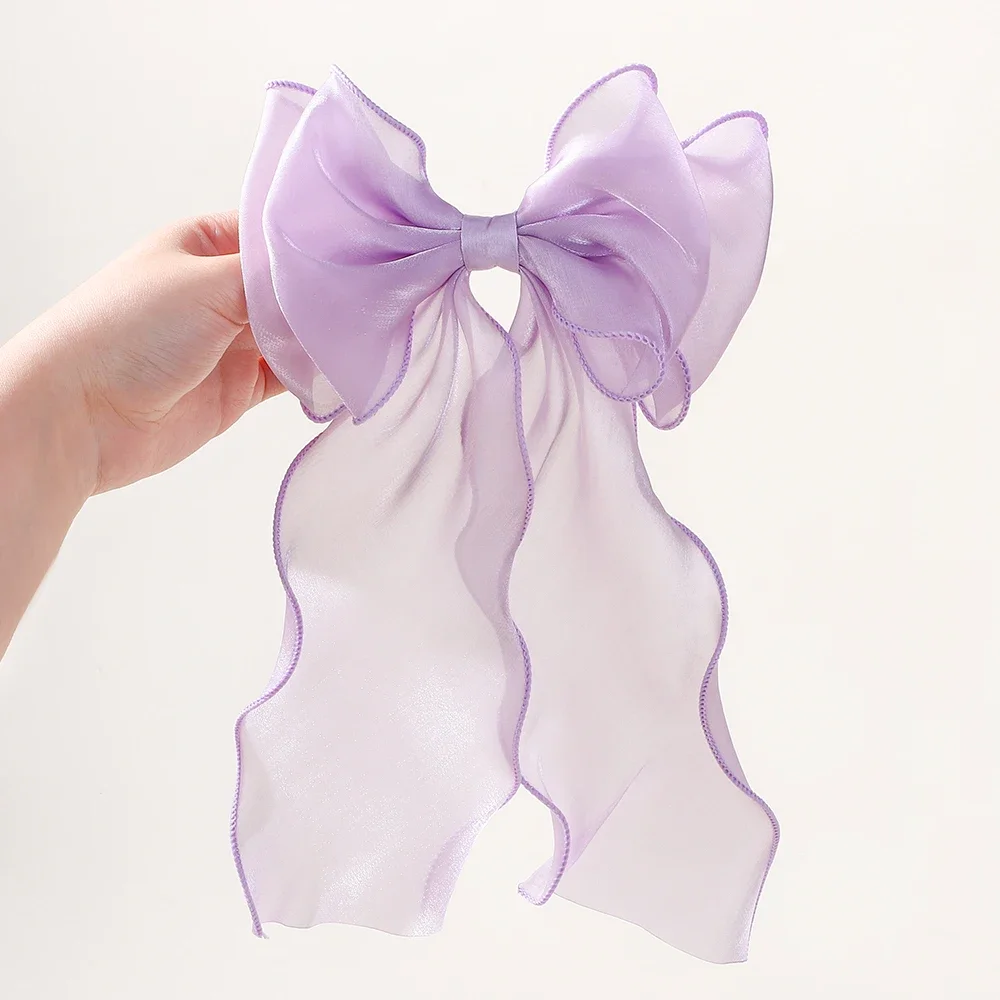 RAINBOW BOWS 25,4 cm elegante Schleife für Mädchen, Pferdeschwanz, Haarspange, Boutique-Garnband, Haarklammern, Damenmode, Haarschmuck – Detail 10