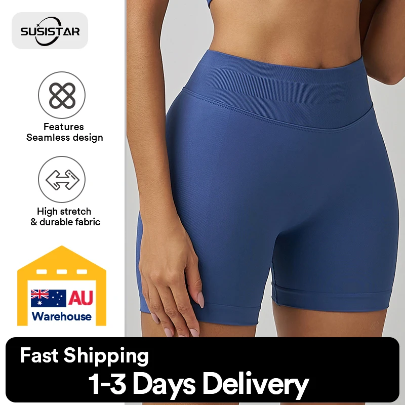 

SUSISTAR Women's Biker Shorts 4.5" / 6" Workout Gym Shorts Craze High Waist Tummy Control Hidden Scrunch Running Yoga Shorts