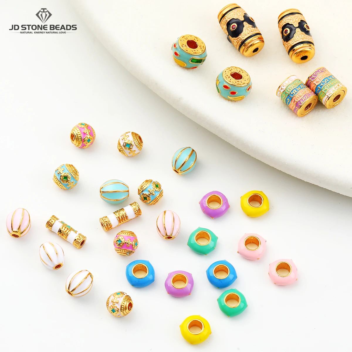 

5 Pcs/lot 24K Gold Plated Copper Beads Geometric Spacer Bead Little Charm For Jewelry Making Diy Bracelet Necklacer Accessory