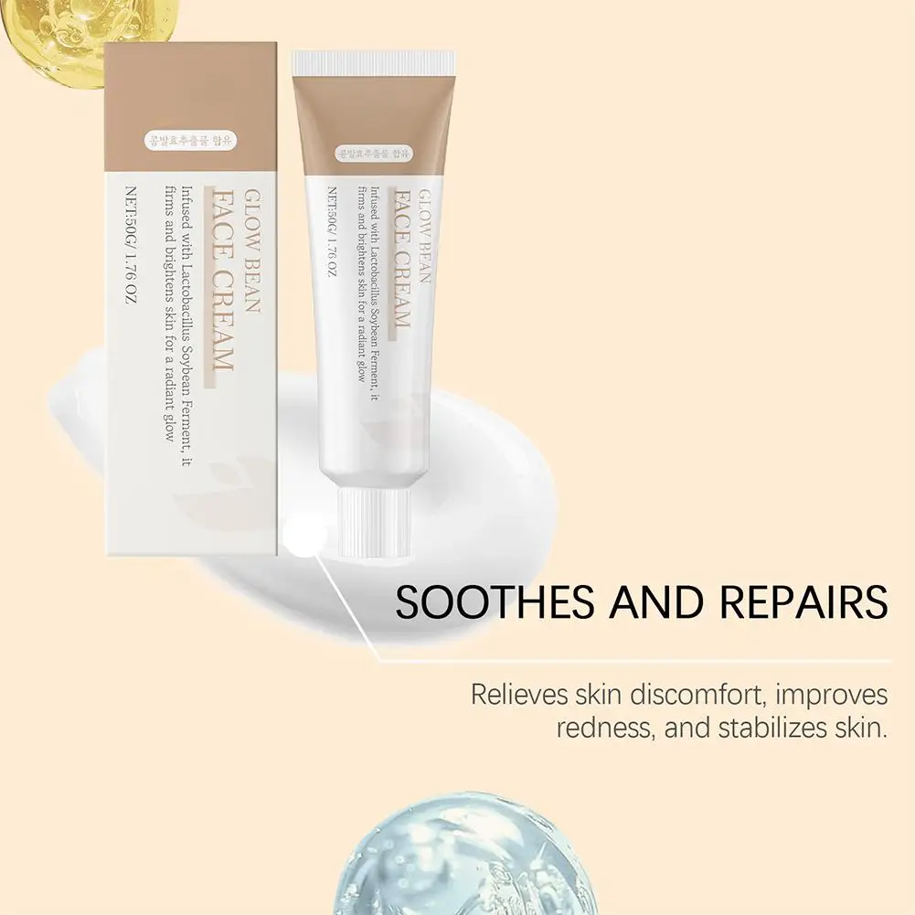 50 جرام كريم تفتيح مغذي فول الصويا يقلل من بلادة اصفرار مهدئ إصلاح تليين نسيج البشرة كريم وجه