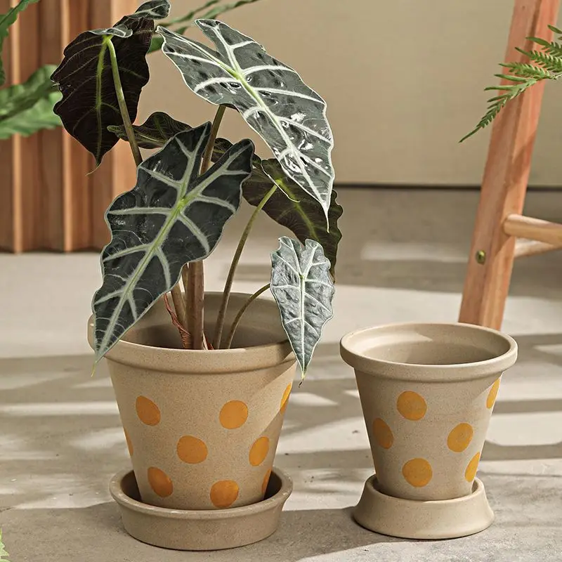 1pcs Nordic Flower Pot Ins Style Simple Creative Personality Polka Dot Living Room Balcony Ceramic Home Decor Cute