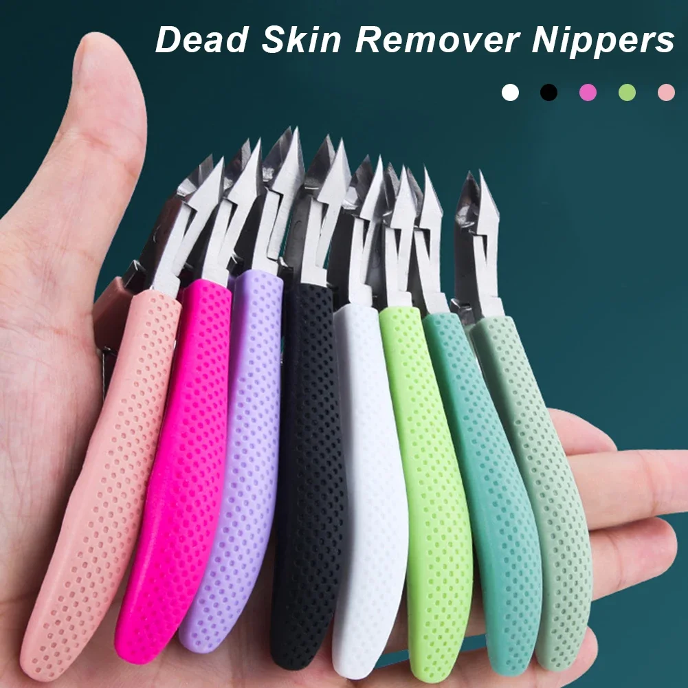 

New Nail Cuticle Scissors Manicure Remover Dead Skin Nippers Stainless Steel Cuticle Cutters Fingernail Clipper Silicone Handle