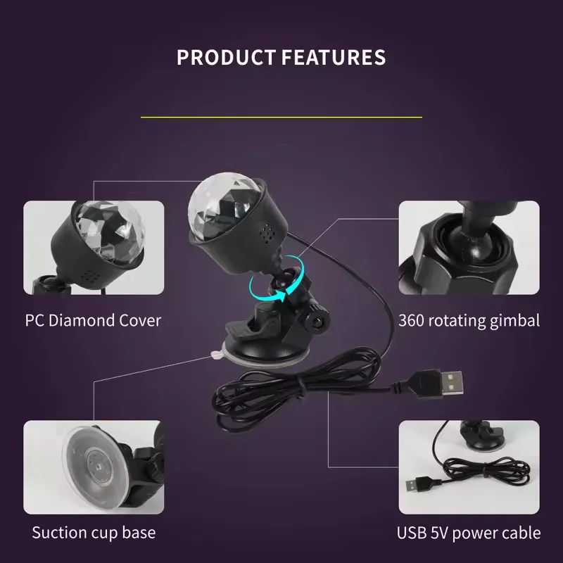 RGB الصوت المنشط LED كرة ديسكو الخفيفة مع جهاز التحكم عن بعد الدورية DJ المرحلة مصباح للمنزل سيارة نادي حفلة عيد الميلاد الديكور #5