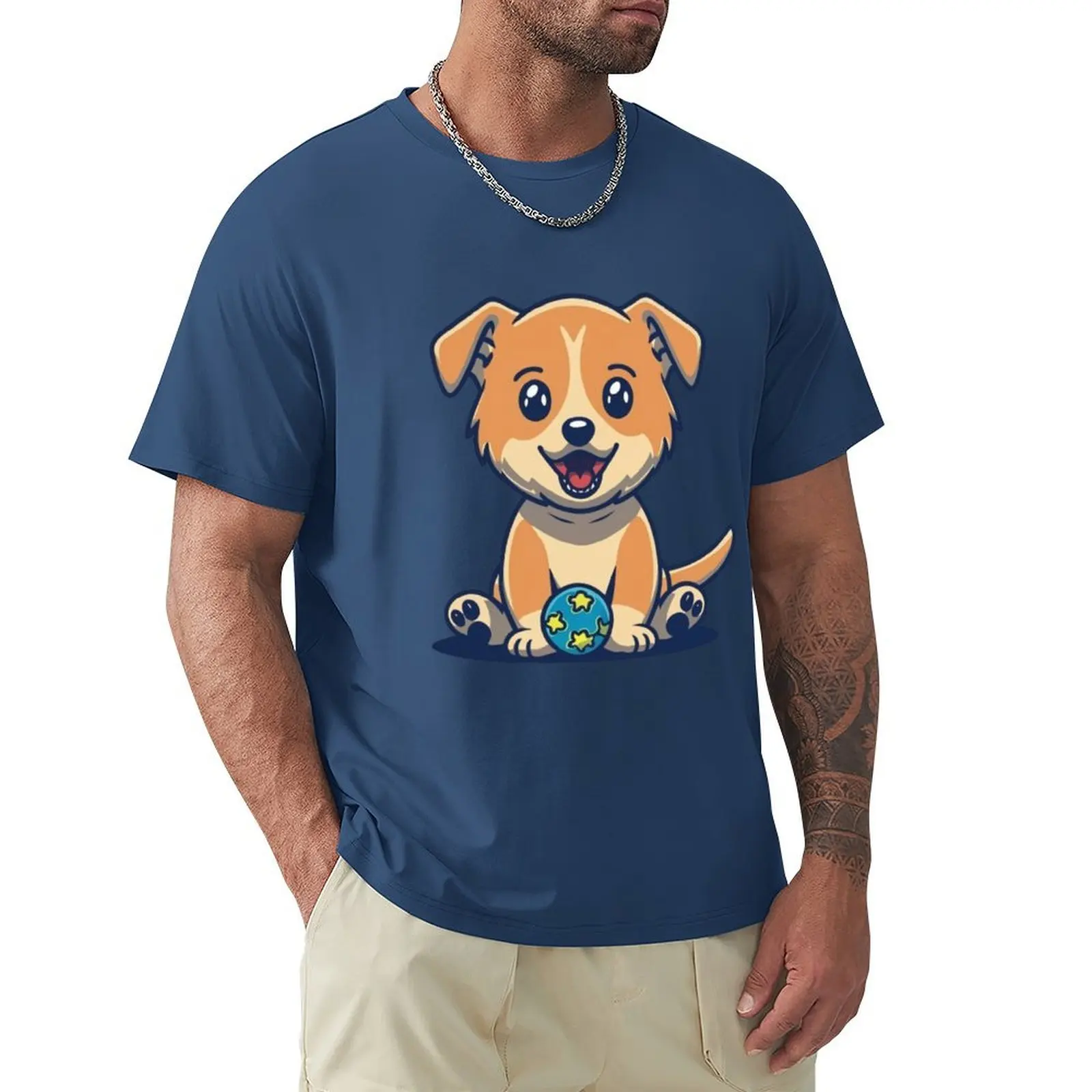 Happy and cute puppy T-Shirt summer tops hippie clothes tees t shirts for men cotton