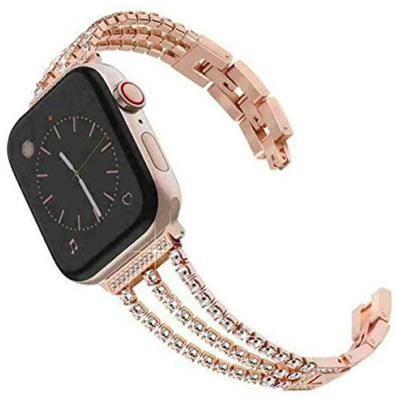 

Metal Bling Bracelet Strap for Apple Watch Band 46mm 42mm 45mm 41mm 40mm 44mm Women IWatch Series Ultra 49mm 10 9 8 7 6 Se 5 4