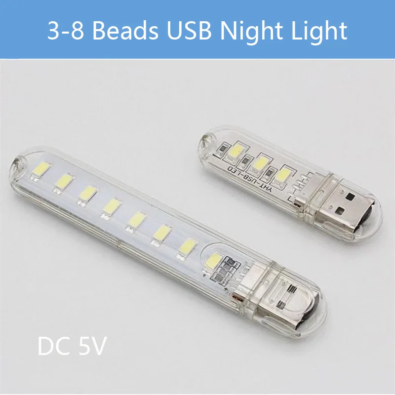 Mini tragbare USB LED Buch Licht DC5V ultra helle Lesebuch Lampe 3leds 8leds Lichter für Power Bank PC Laptop Notebook