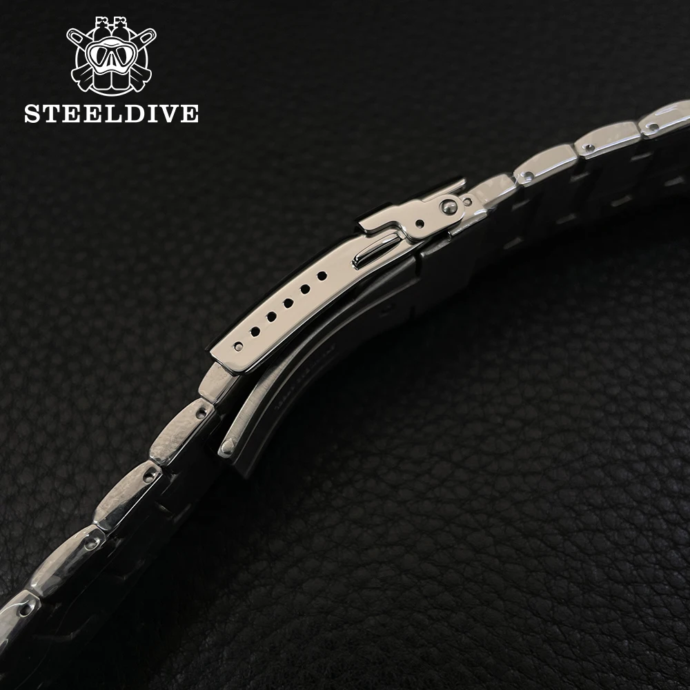 STEELDIVE Official SD1984 Special Strap Watch Chain 20*20MM Width Stainless Steel Strap With Solid Clasp