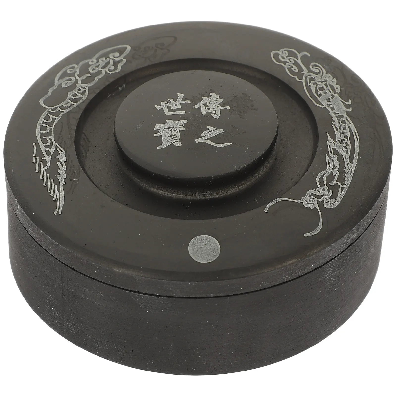 Chinese Lidded Inkstone Premium Calligraphy Ink Slab Preserve Inkwell Grinding Ink Holder for Painting Writing Drawing Art