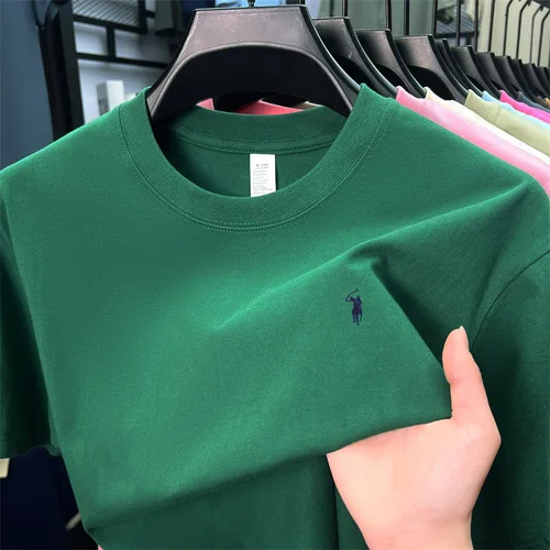 Imagen 1 del producto Camiseta de manga corta de gama alta de algodón puro 100% camiseta de diseñador de verano para hombre, marca de lujo bordado moda informal, cuello redondo top Paul