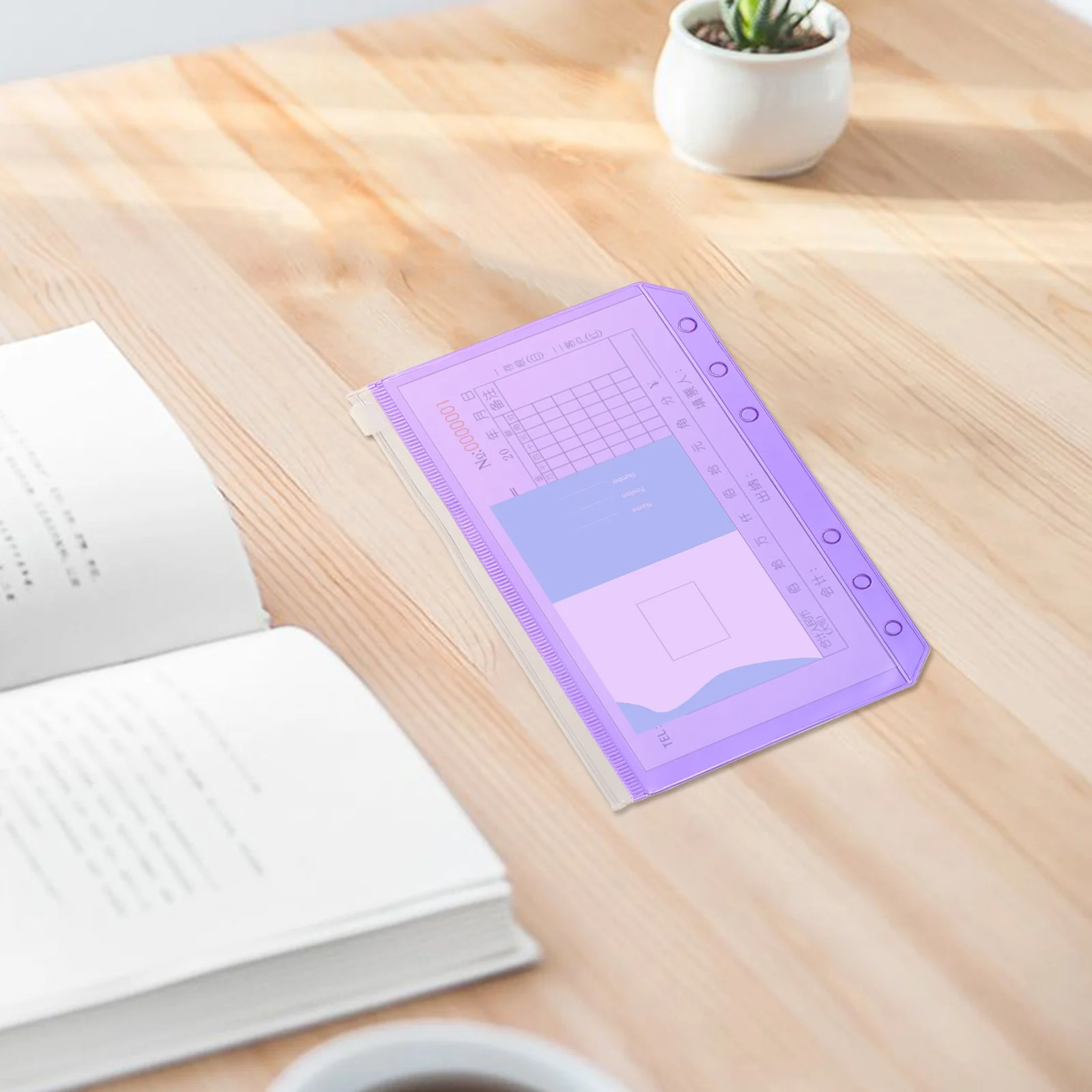 12pcs PVC File Bags Transparent Receipt Storage Bag Document Organizer Portable Loose-leaf Folder for Office