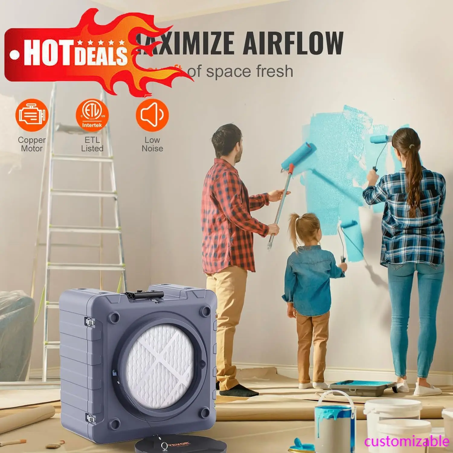 

НОВЫЙ воздухоочиститель с 3-ступенчатой фильтрацией, штабелируемая машина для отрицательного воздуха 800 куб. футов в минуту, воздухоочиститель, промышленное и коммерческое использование