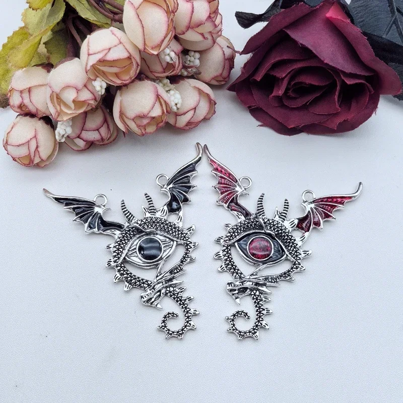 New 75x65mm Gothic Dark Pterodactyl Devil Eye Longan Jewelry DIY Accessories 3 pieces