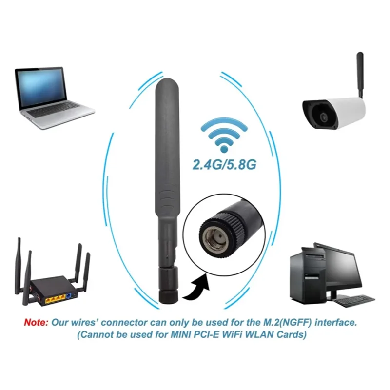 Кабель ABMF-15Cm RP-SMA к MHF4 в комплекте двухдиапазонная антенна Wi-Fi 8Dbi 2,4 ГГц 5,8 ГГц SMA штекер для карты M. 2 NGFF WLAN