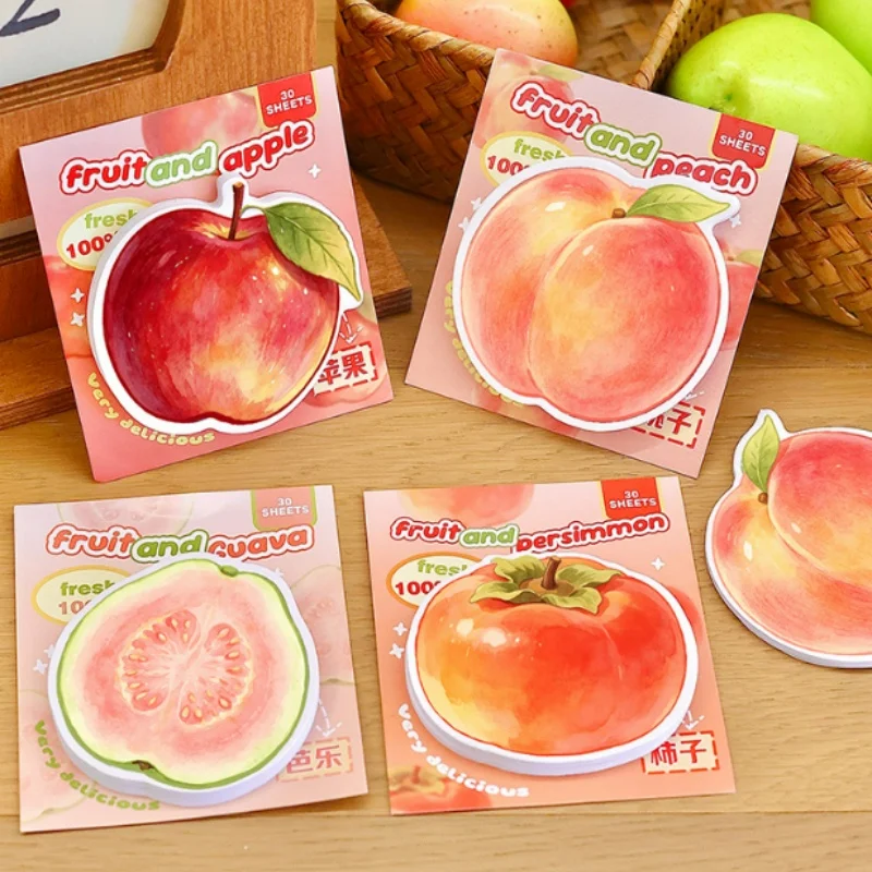 60pcs/lot Creative Persimmon Apple Peach Fruits Memo Pad Cute N Times Stationery Label Notepad Bookmark Post School Supplies