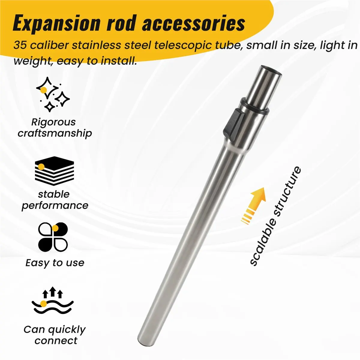 Tubo de Aço Inoxidável EAS para Aspiradores Karcher WD2 WD3 WD4 WD5 NT18 NT20 NT25 NT30 NT38, Tubo de Extensão Telescópico