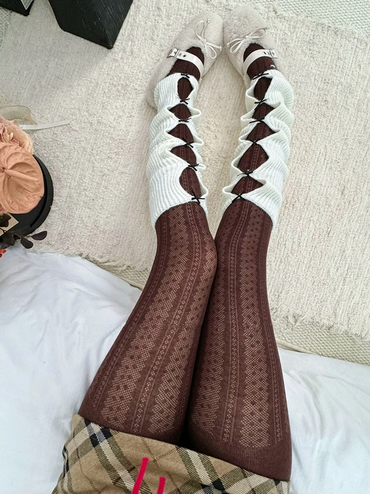Vintage gestreifte gepunktete Strumpfhose 2025, Damen, Herbst und Winter, Basic, Streetwear, Strumpfhosen, lässiger Strumpf