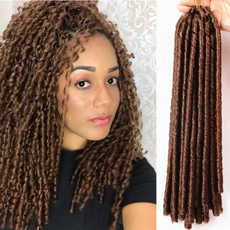 Full Star Synthetic Hair 14 inch 70g Blonde Faux Locs Flod 30 roots Crochet Braids Low Temperature Fiber Hair Brown Black