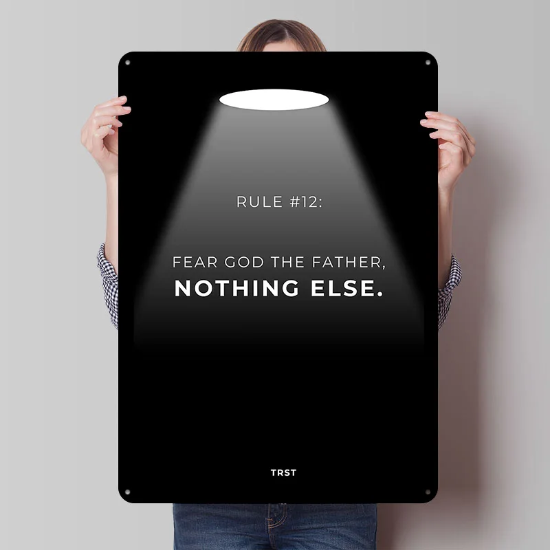 Rule #12: Fear God the Father Gaming Room Decoration Home Decor Items Wand Deko Bar Accessories Deco Metal Plate Wall Arts Art