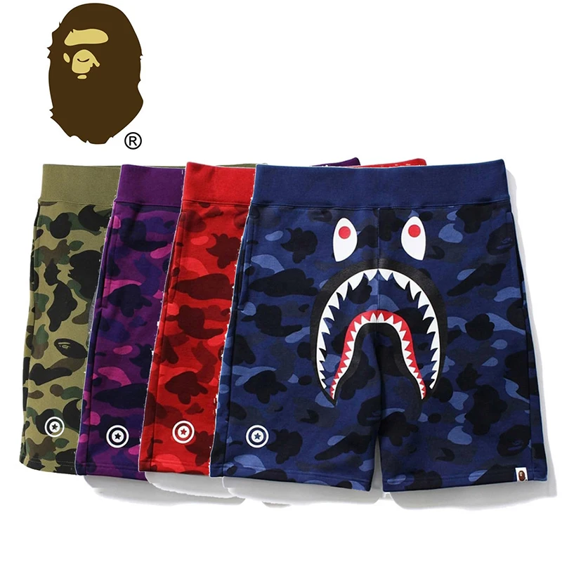 BAPE New shark shorts for men and women camouflage casual Japanese style shorts