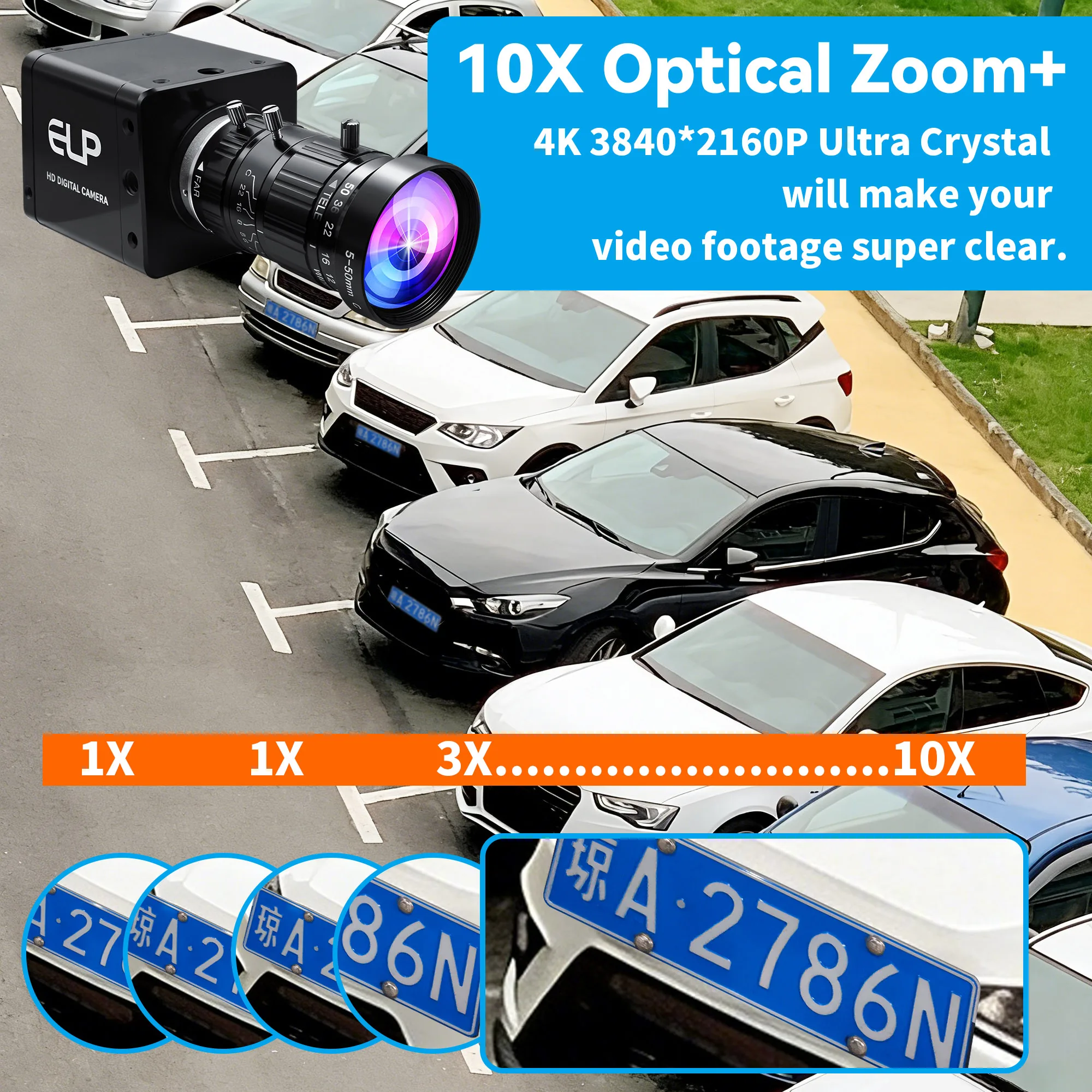 ELP 4K 60FPS HDMI USB3.0 Webcam IMX678 Sensor 10X Zoom CS