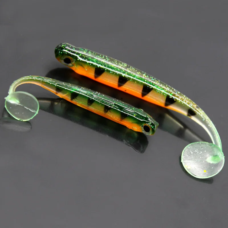 2pcs/lot 7cm/9cm 2g/5g Wobbler Fishing Lure Rainbow Shiner Bait T Tail Bionic Soft Silicon Artificial Realistic Fishing Tackle