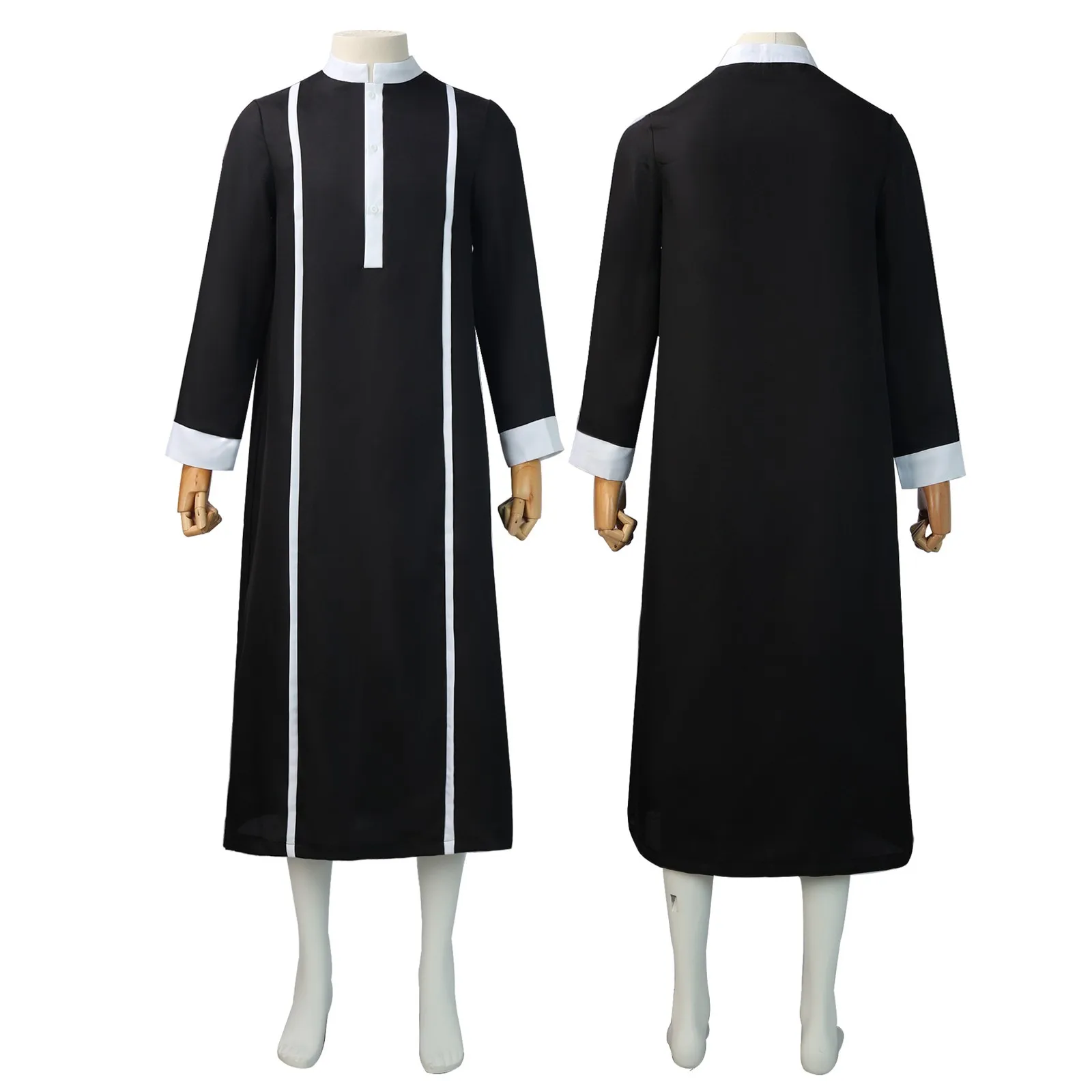 Muslim Robes Men Traditional Eid Middle East Jubba Thobe Islamic Arab Kaftan Fashion Stand Neck Button Leisure Loose Clothing